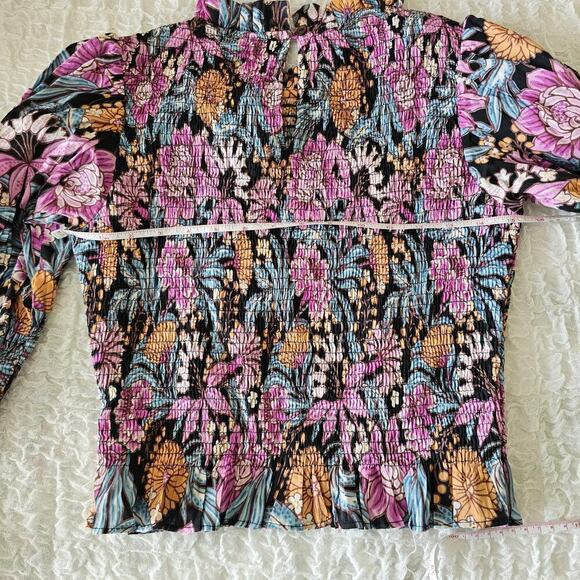 Anthropologie Banjanan Agnes Blouse Small Black Multicolor - Picture 6 of 9